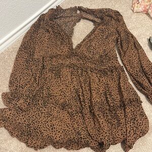 Leopard Print Ruffle Women's Dress